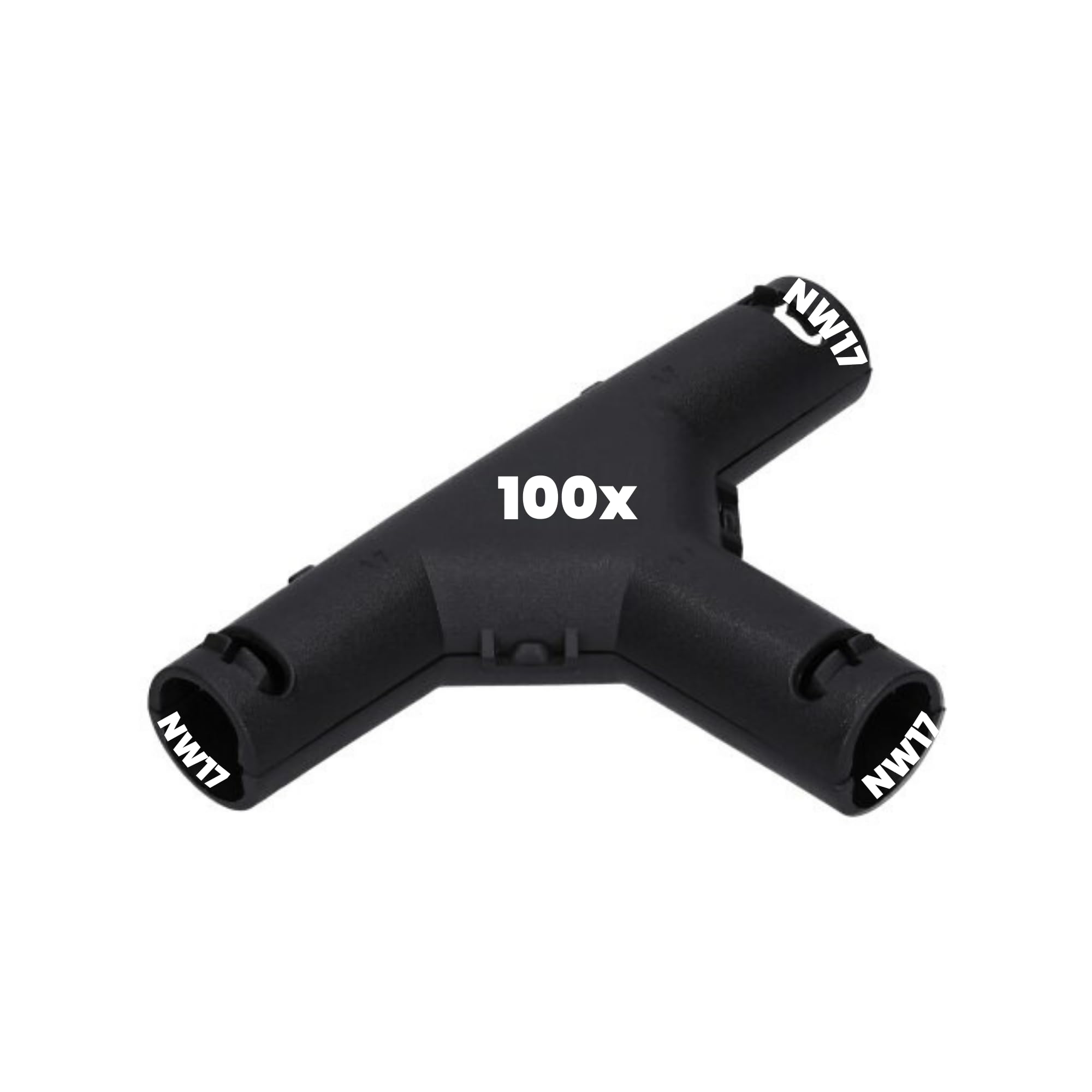 Produktbild von Kalitec T-Verteiler Form A NW 17 – 10 Stück, 3-Wege Verteiler Für Wellrohre, Innengreifende Klemmtechnik, Schwarz, -40°C Bis +135°C