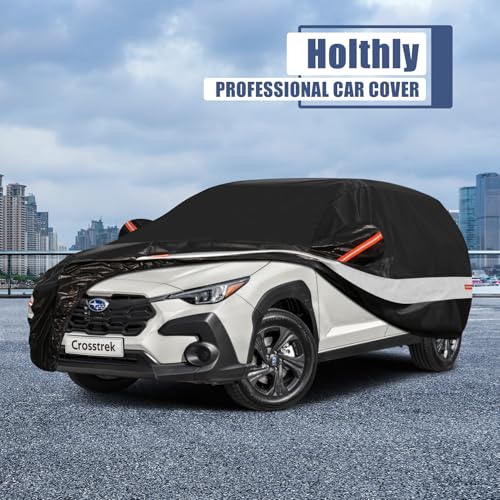 Image of 10 Layers SUV Car Cover Custom Fit for Subaru Crosstrek (2017-2026) Waterproof All Weather for Automobiles, Outdoor Full Cover Sun UV Rain Protection with Cotton.Black