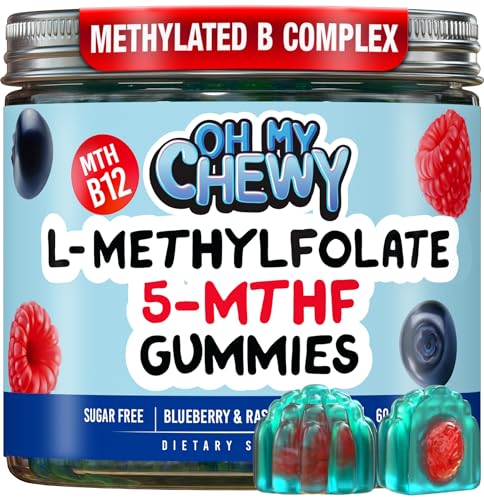 OH MY CHEWY Center-Filled 5-MTHF Folate L-Methylfolate Gummies - Sugar-Free MTHFR Vitamins B Complex...