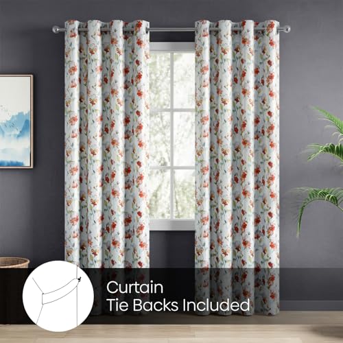 Image of haus & kinder Blackout Door Curtains 7 Feet Long Pack of 2 Door Curtains, 7 Feet Curtains for Door, 100% Room Darkening (Petal Garden, 114x213 CM)