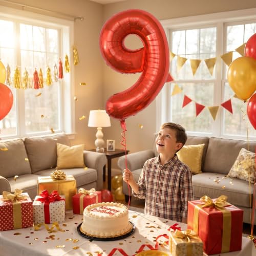Image of YPSelected 32 Inch Large Foil Helium Number Balloon Birthday Wedding Party 0-9 (Red, 9)