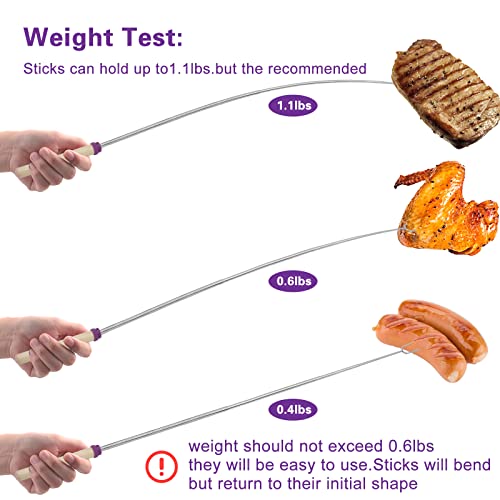 Barbecue Forks-8 Pack Marshmallow Roasting Sticks Extendable Stainless Steel 32 Inch U Shape Hot Dog Fork with Wooden Handle Grilling Skewers for Fire Pit and BBQ Campfire Party - Image 5