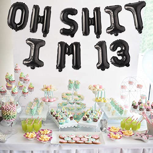 Image of Oh I'm 13! Latex Balloons 16 Inch Black Hallo Thirteen Cheers to 13 Years Old Theme Decor for Man Woman Happy 13th Birthday Party Photo Studio Prop Flag Decorations Favors Supplies