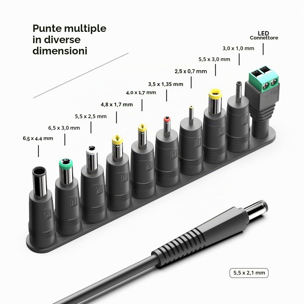 HKY Caricatore Universale AC-DC 12V 2,5A Alimentatore per Attrezzature Massaggio, Massaggio Collo e Spalle Renpho EM-2016C, Shiatsu NM088 NM089 NM090 e Cuscino Massaggio RM099 Portatile Caricabatterie