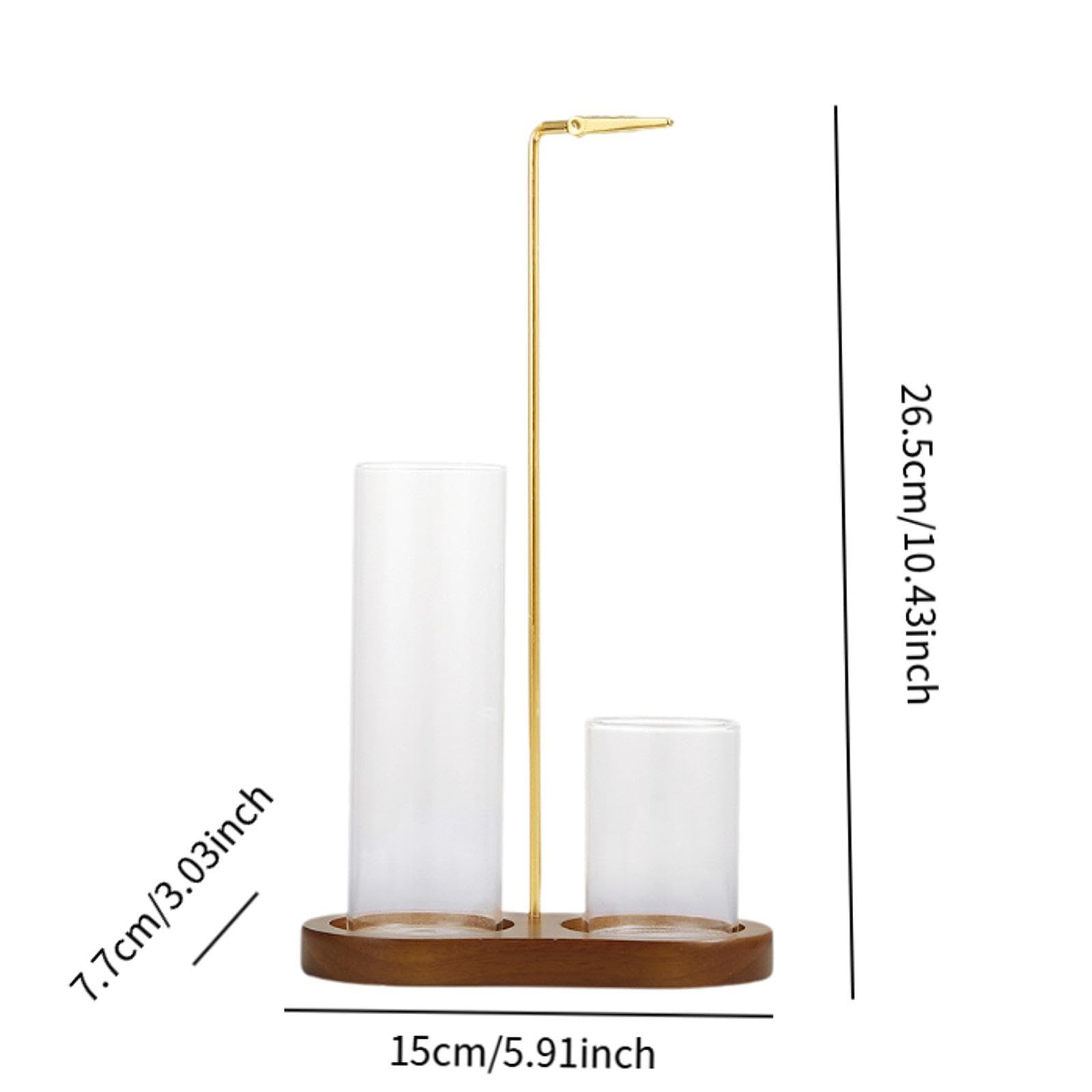Incensiere Multifunzione Porta Bastoncini Supporto Cenere Decorazione Ambiente in Vetro E Legno Adatto per Camere da Letto Uffici Soggiorni, Marrone