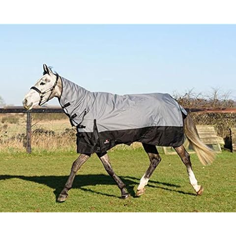 Horse Rug 100g Fill Waterproof Turnout Rugs For Horses Grey Black Turnout Rug Full Neck Lightweight Horse Rugs (7'0'') Cover