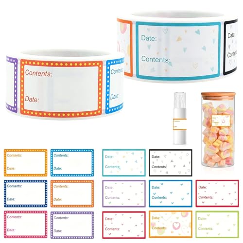 EVBOTGEE Lot de 2 rouleaux de 1000 étiquettes de congélation (25 x 40 mm) autocollantes amovibles pour étiqueter les aliments, pots à épices, boîtes de...