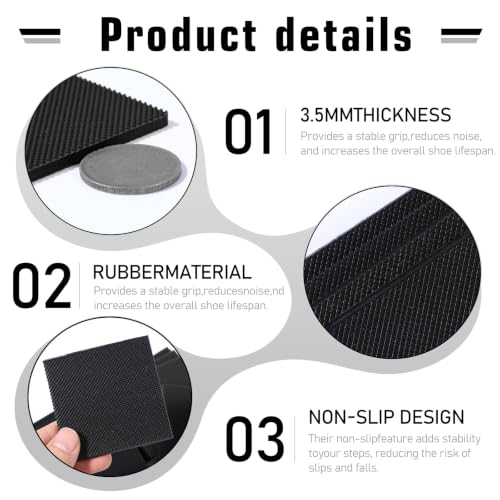 Image of High Heels Patches, Rubber Boot Replacement Square Sole Repair Tips Anti Caps Tread Pad Non Slip Protectors