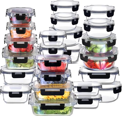 Opiniones de Juegos de recipientes para comprar hoy. 45 MCSWSEE Juego de Recipientes de Vidrio Herméticos para Almacenamiento de Alimentos con Tapas de Cierre Fácil y a Prueba de Fugas, Sin BPA, Refrigerador Congelador (JUEGO 24...