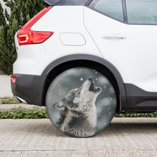 Image of Spare Tire Cover for RV Trailer, Animal Wolf Tire Covers Universal Fit for Travel Trailer Camper Jeep RV SUV Truck Waterproof Wheel Cover (17 inch for Diameter 31 inch - 33 inch)