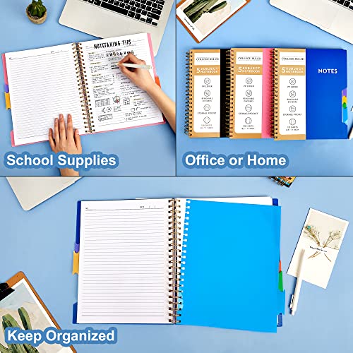 Cagie 5 Subject Notebook College Ruled 8.5'' X 11'' Hardcover Spiral Lined Notebook With 5 Removable Colored Dividers 240 Pages Notebooks For Work, School Supplies, Home & Office, Writing Journal #TOP4