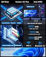 GMKtec G5S Mini-PC,Intel N5095 bis zu 3,6 GHz,8GB LPDDR4,128GB SSD, Dual-HDMI-4K-Display, Wi-Fi 6, BT 5.2, Gigabit-Ethernet,3*USB 3.2,Micro-SD-Kartenleser,VESA-Halterung für Büro und Homeoffice – Ansicht 3