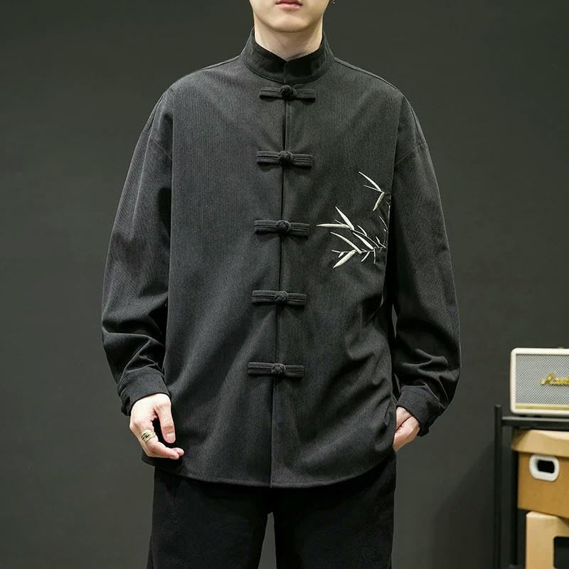 Spring Autumn Corduroy Jackets Men Tang Suit Casual Jacket Coats Mens Embroidered Patchwork Men Chinese button Tops2