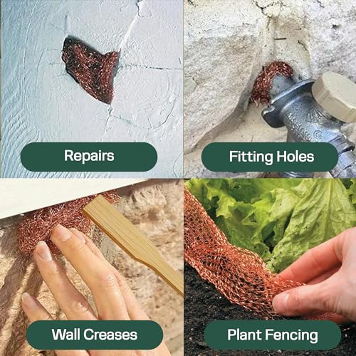 3 gen raytrends copper mesh rodent control kit 5 inch x 35ft rustproof copper wool blend ideal for sealing water gaps gardening - diy hole filler with scissors gloves amp packing tool