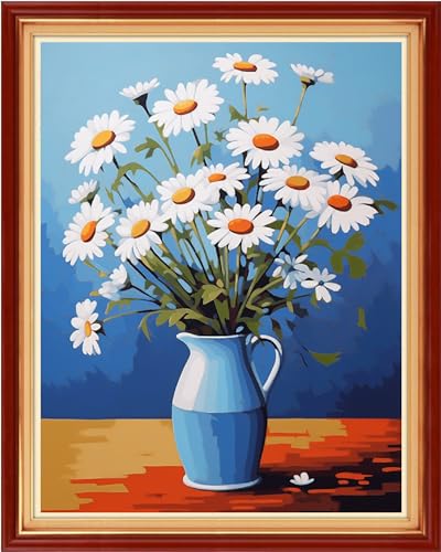 Image of Dimxvean Stamped Cross Stitch Kits,Cross Stitch Kits for Adults Beginners,Embroidery Kits Full Range of Cross Stitch Stamped Kits Needlepoint Kits Cross Stitch Patterns-Beautiful Daisy 16x20 inch