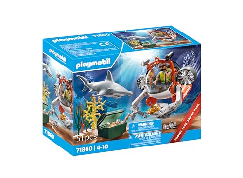 PLAYMOBIL | Promo Pack | Búsqueda del Tesoro con Submarino | Juguete para Mayores de 4 años | Regalo Ideal para niños| Aventura submarina con Figuras y Accesorios | 71860