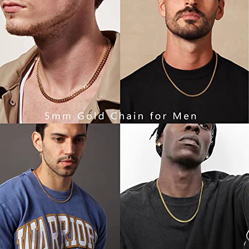 Image of Reoxvo Stainless Steel Cuban Link Chain Necklaces Jewelry for Men