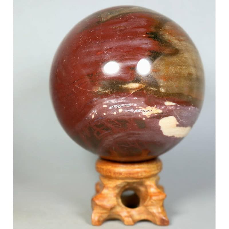 Bola de cristal de madera petrificada pulida de 50-55mm para decoracion 6