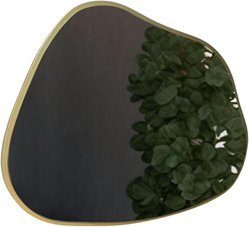 Miniatura 7 de Espejo de pared irregular asimétrico de 35 x 27 pulgadas, espejo decorativo con marco de madera para sala de estar, dormitorio, baño, entrada, sobre