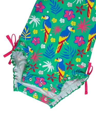 Image of RuffleButts Baby Girls UPF 50+ Sun Protection Floral Printed Long Sleeve One Piece Rash Guard Swimsuit with Zipper