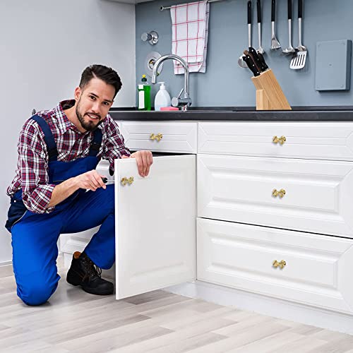 Thick Brass Bow Shape Cabinets Knobs For Cabinet Drawer Cupboard Pulls Handle Perfect Decor Furniture Accessories 2 Pieces, Gold #TOP5