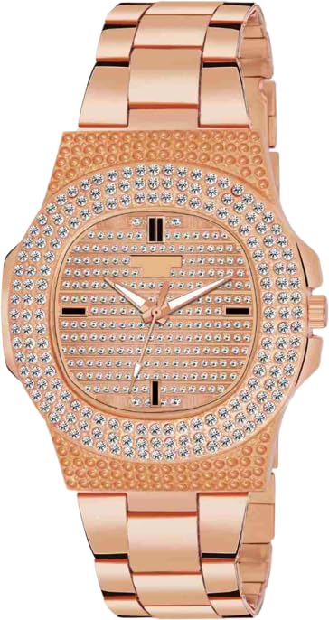 Analog Dial Diamond Chain Chrono Trendy Unisex Rose Gold Watch (B0CF9DXPHW) Amazon Price History, Amazon Price Tracker