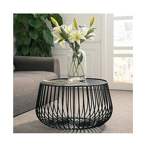 Table basse à nid de chat intégrée JATIBOSH avec étagères et plateau rond de salon - 2