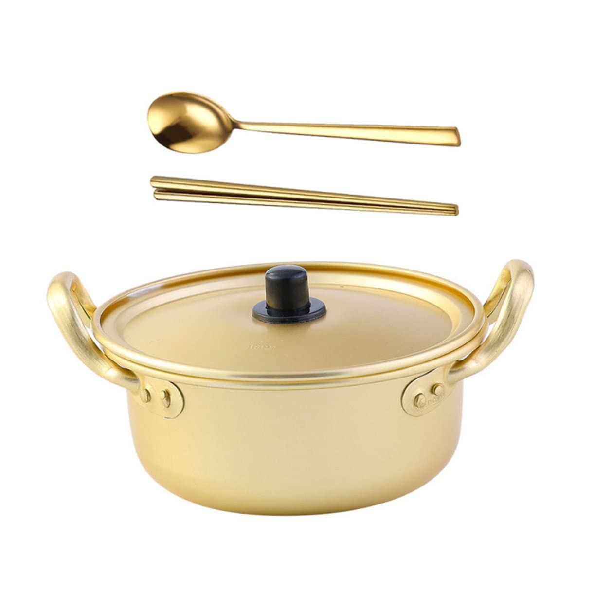 Mikinona 1 Set Double Handle Aluminum Hot Pot with Spoon Noodle Cooking Pot for Pasta Soup and More Versatile for Cooking for Induction and Gas Stoves