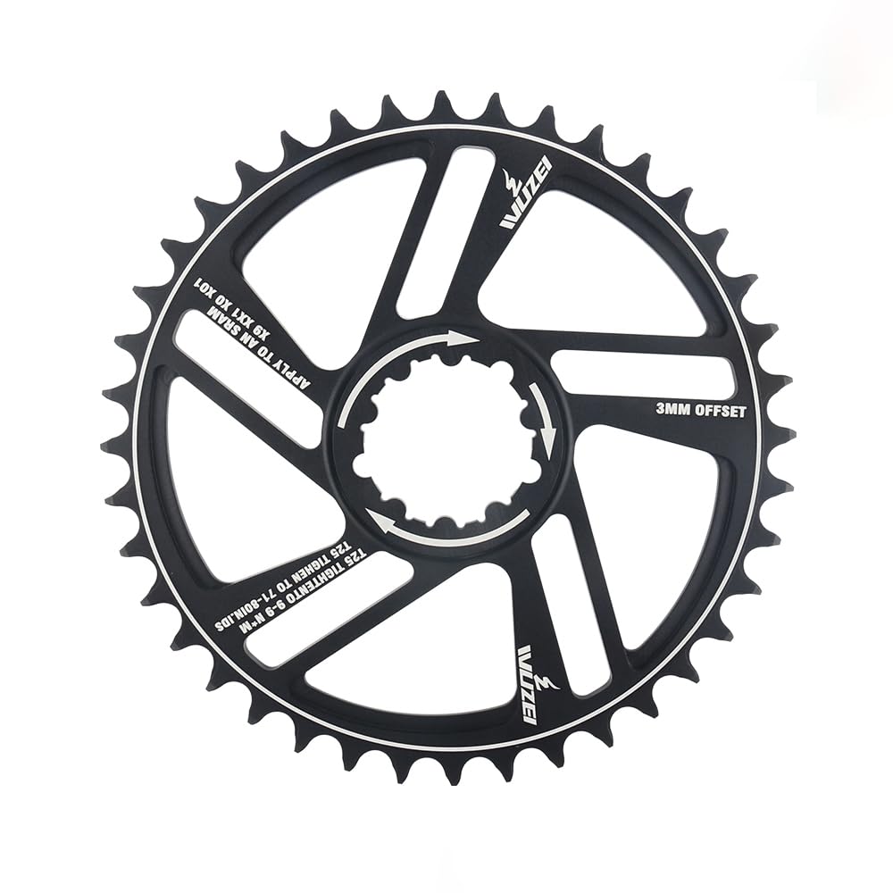 KTKEET GXP Chainring 1/3/6mm Offset Direct Mounted Mountain Bike Chainring 30/32/34/36/38/40/42T Narrow Wide Chainring for SRAM X9 XX1 XO XO1 GXP Crankset (3mm Offset 40T)