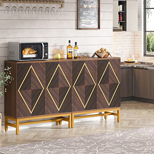 Tribesigns Sideboard Buffet Cabinet Set Of 2, 59 Inch Kitchen Sideboard Cabinet With Doors And Adjustable Shelves, Coffee Bar Cabinet Storage Cabinet For Dining Room, Living Room, Dark Brown #TOP6