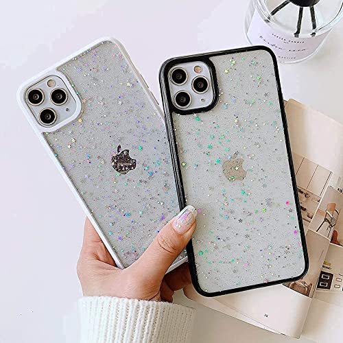Image of MIDOS Silicone Back Cover Compatible With iPhone 14 Clear Transparent Star Bling Cute Sparkly Glitter Case For iPhone 14 (Black)