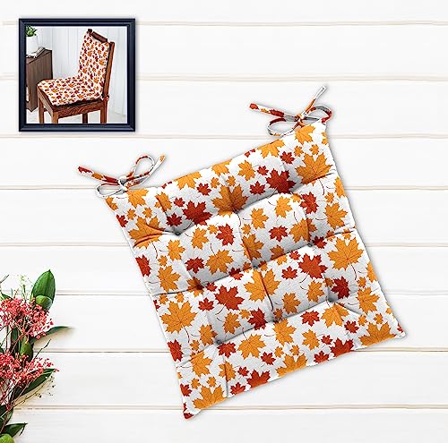 Image of Cotton Shell with Mixed Fiber Filled Printed Chair Cushion - Canadian Tree Orange (Pack of 1)