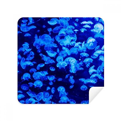 Chiffon méduse bleue essuie-verres microfibre et tissu nettoyage écran smartphone x2