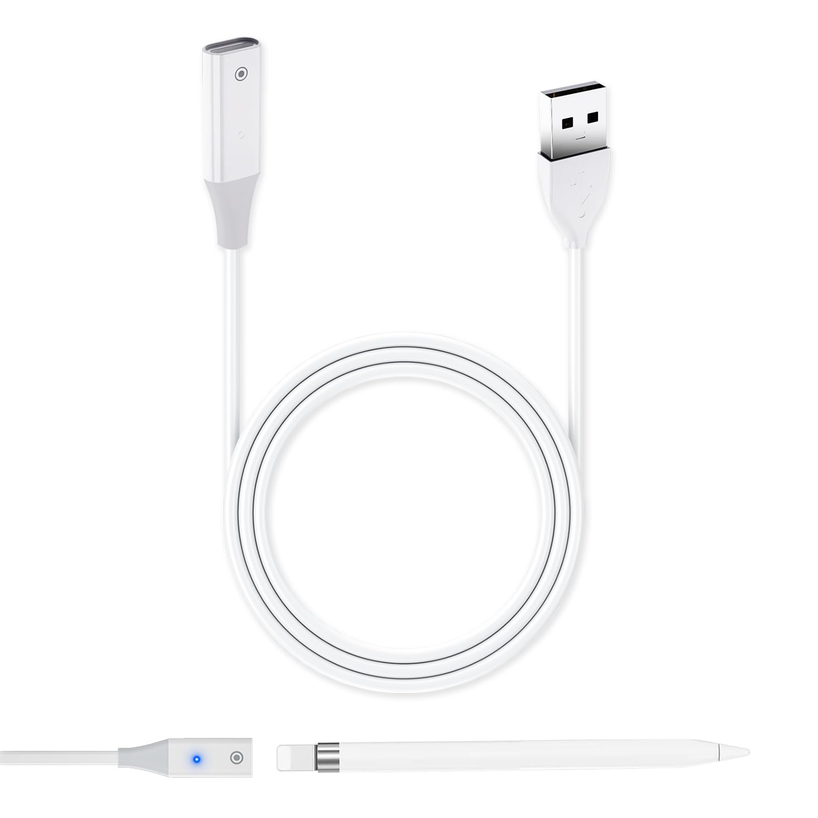 Adapter ładujący do Apple Pencil 1st Gen, adapter USB na iPencil, szybka ładowarka do Apple Pencil 1. generacji, wydajne i bezpieczne ładowanie, kompatybilny z Apple Pencil 1 generacja, kabel do