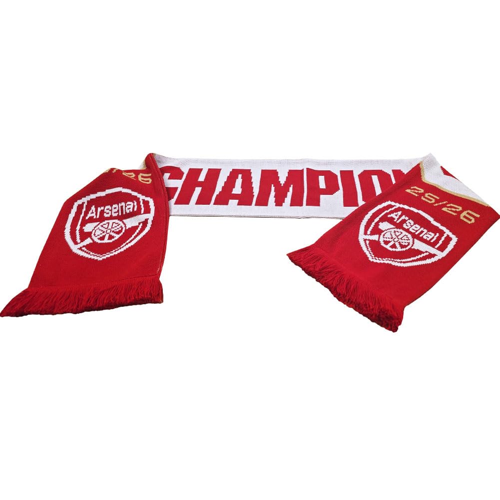 AllSports Official Merch Officially Licensed Arsenal Champions 25/26 | Commemorative Fan Scarf | Red, White and Gold | Gunners Gift | Football Supporters