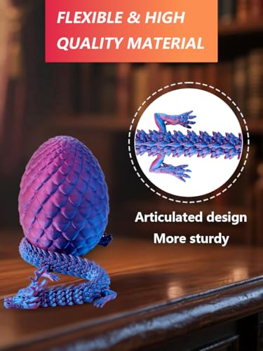 Image of 3D Printed Dragon Egg with Poseable Dragon - Interactive Ornament-Unique and Mysterious Desktop Pets