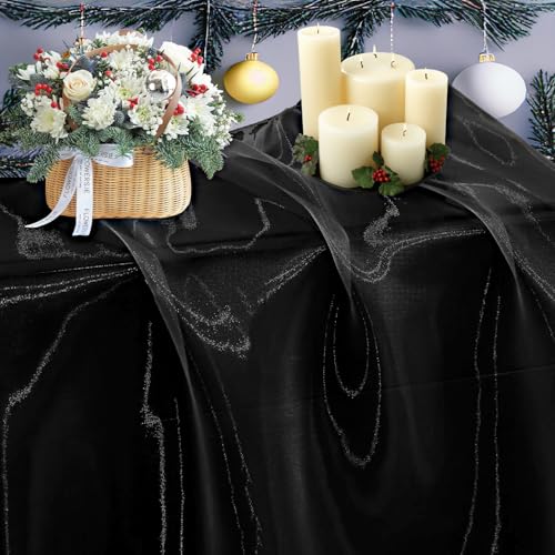 Image of MDS MDS Pack of 10 Yard Bridal Solid Sheer Organza Fabric Bolt for Wedding Dress,Fashion, Crafts, Decorations Silky Shiny Organza 44aa‚¬- Black