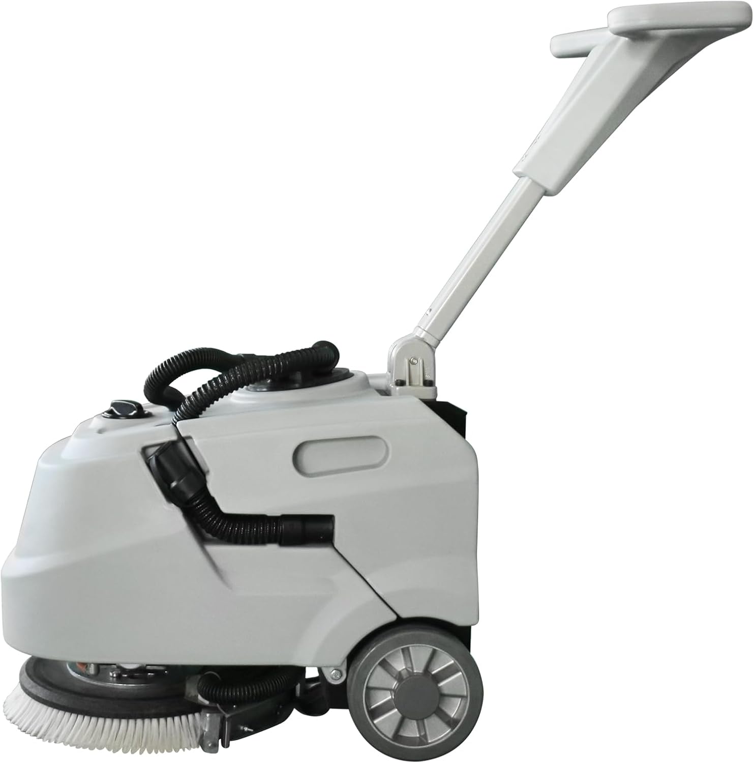 13.7" Walk Behind Floor Scrubber Machine, Foldable Hand Push Floor Scrubber, 17L Large Tank, 180 RPM High-Efficiency Battery Powered for Office, Restaurant, Industrial & Commercial