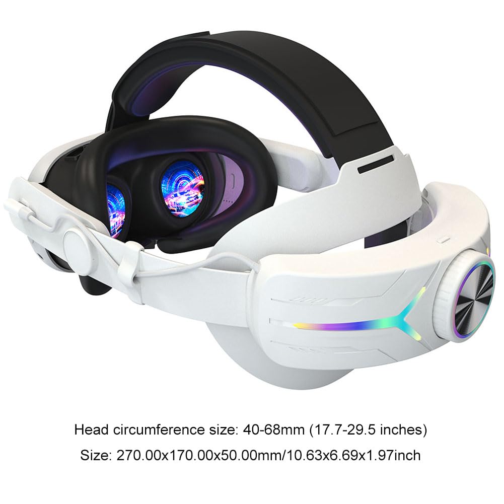 Head Strap Battery Pack for Meta Quest 3, Replacement Elite Strap 8000mAh Enhanced Comfort and Extended Gaming Time with RGB Light for Quest 3 VR Headset