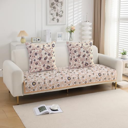 Image of HOKIPO Printed Cushion Cover 22x22 in, Light Peach Candytuft
