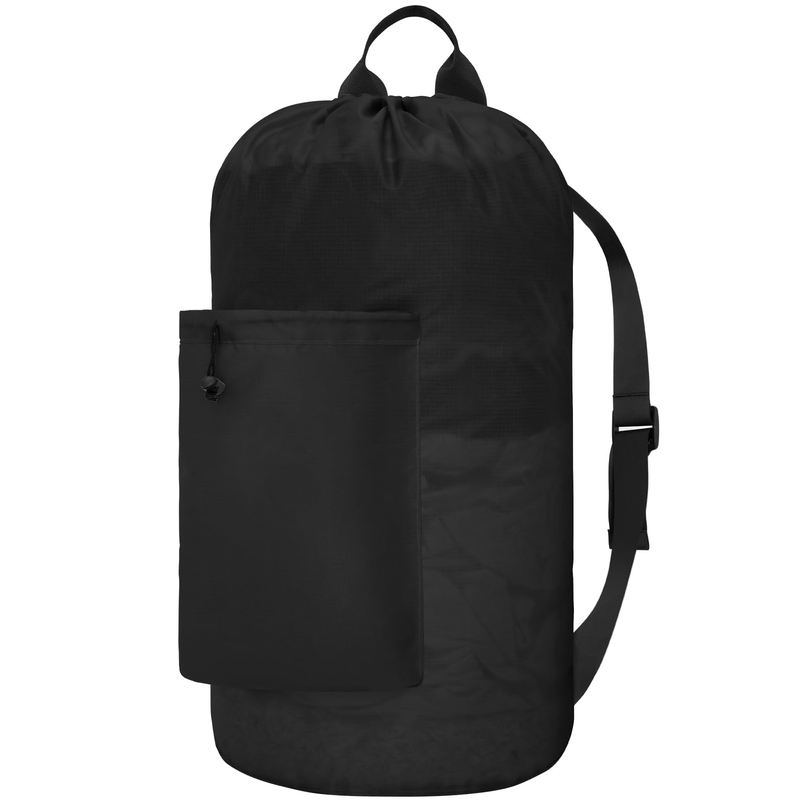 iaodia Laundry Bag with Shoulder Straps and Detergent Holder, Durable Laundry Bag Backpack for College Dorm/Travel/Camp (BLACK TARTAN)