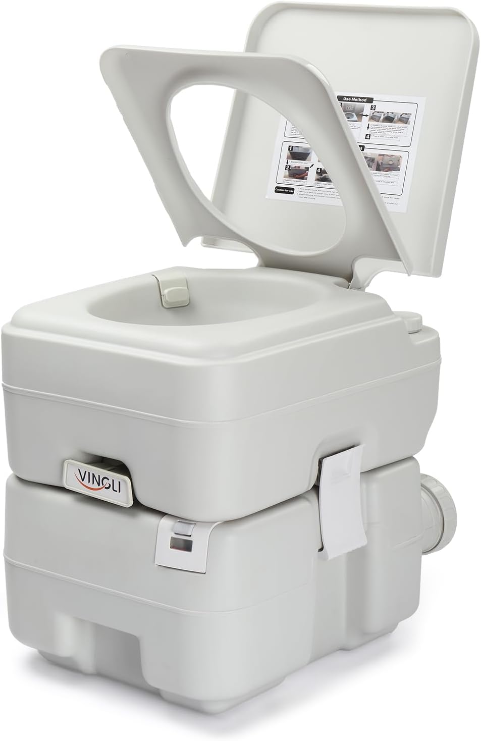 VINGLI Portable Toilet for Camping, 5.3 Gallon Capacity with Carry Bag, Camping Toilet with Detachable Waste Tank for Adult, Heavy Duty HDPE Construction for Outdoor Travel (White, 5.8 Gal)