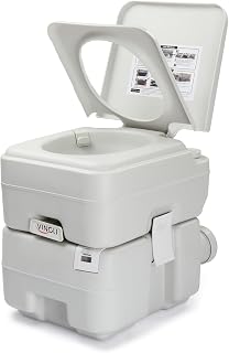 VINGLI Portable Toilet for Camping, 5.3 Gallon Capacity with Carry Bag, Camping Toilet with Detachable Waste Tank for Adult, Heavy Duty HDPE Construction for Outdoor Travel (White, 5.8 Gal)