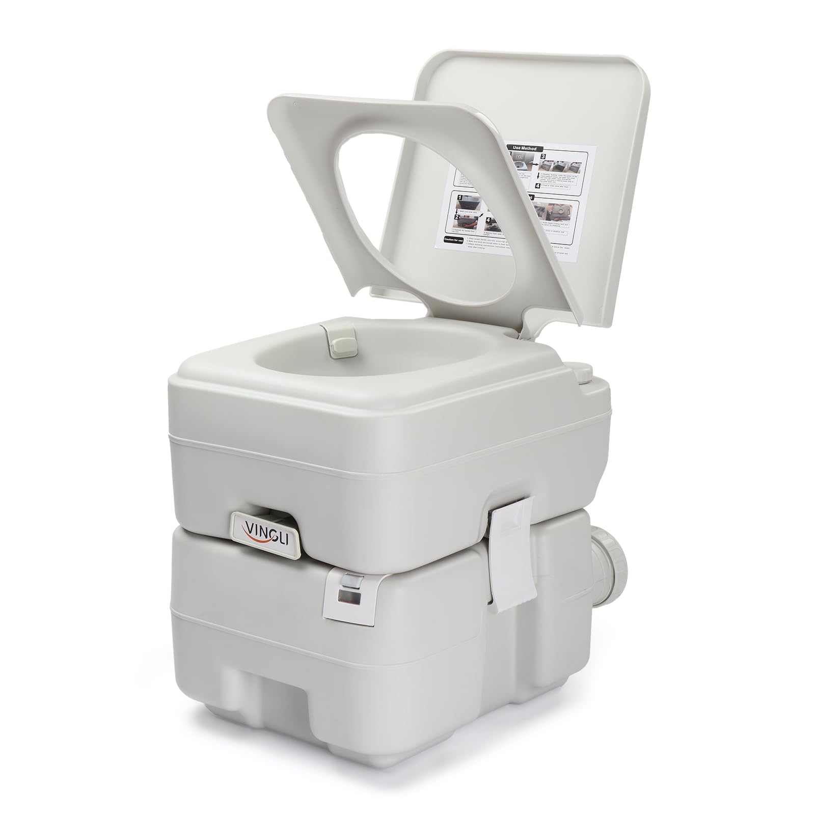 VINGLI Portable Toilet for Camping, 5.8 Gallon Capacity with Carry Bag, Camping Toilet with Detachable Waste Tank for Adult, Heavy Duty HDPE Construction for Outdoor Travel (White, 5.8 Gal)