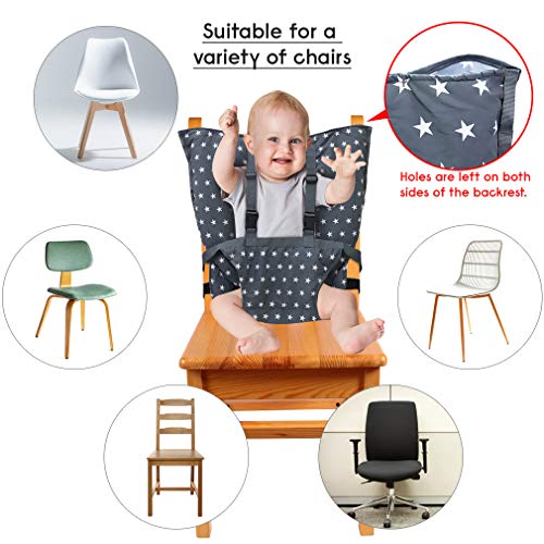 Portable Baby High Chair Safety Seat Harness for Toddler, Travel Easy High Booster Seat Cover for Infant Eating Feeding Camping with Adjustable Straps Shoulder Belt,Holds Up to 38lbs. - Thumbnail 3