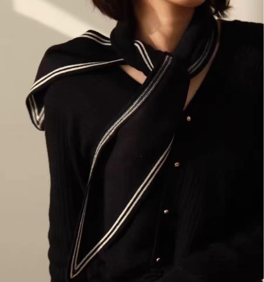 Knit Triangle Scarf for Women Cashmere Head Scarf Neckerchief Old Money Aesthetic Accessories Streetwear4