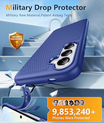 Image of FNTCASE for Samsung Galaxy S26 Case: Military Grade Drop Protection, 14ft Drop Protective, Screen Protector Included, Anti-Slip Textured TPU+PC Dual Layer Shockproof Phone Case Cover (Navy Blue)