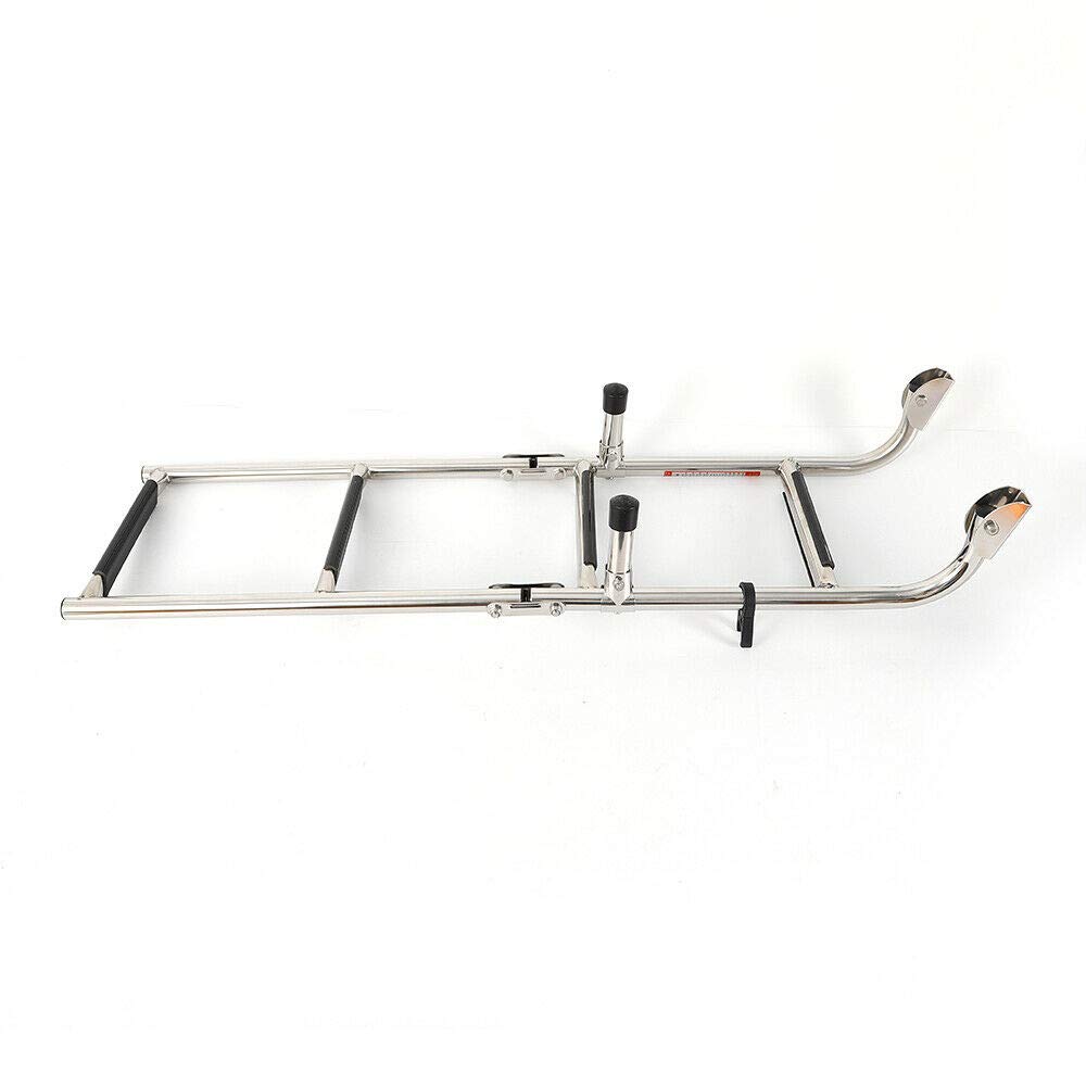 Escalera de Barco de Acero Inoxidable ieLsngai de 4 Niveles, Escalera Plegable con Peldaños Antideslizantes y Capacidad de Carga de 300 lbs