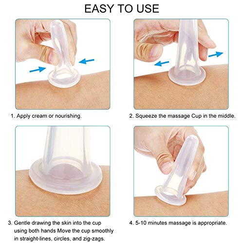 Miniatura 4 de Erioctry Juego de 4 tazas de silicona para masaje facial transparente para ojos y rostros, kit de tazas de masaje para levantar masajes, cara y