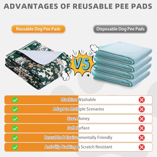 Image of KOOLTAIL Washable Pee Pads for Dogs, 2 Pack Super Absorbent Reusable Puppy Training Pads Waterproof, Nonslip and Leak-Proof Dog Pee Pads, Large Pet Mats Whelping Pads for Floor, Crate, Couch 36*41